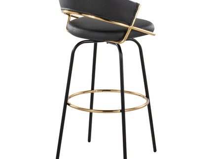 Jie - Fixed Height Contemporary Barstool With Swivel Round Footrest (Set of 2)
