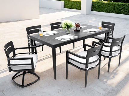 Modern Outdoor Patio Dining Set With Table And Chairs With Sunbrella Cushions