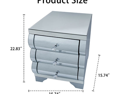 Nightstand With 3 Drawers, Bedside Table For Bedroom - Silver