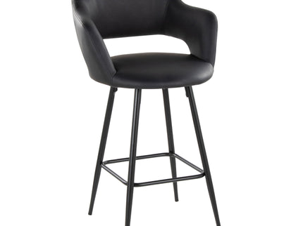 Margarite - Contemporary Fixed Height Counter Stool With Square Footrest (Set of 2)