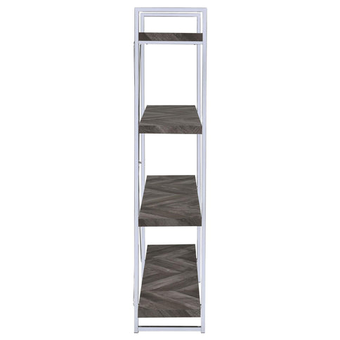 Herringbone - Bookcase With Full Length Shelf - Gray