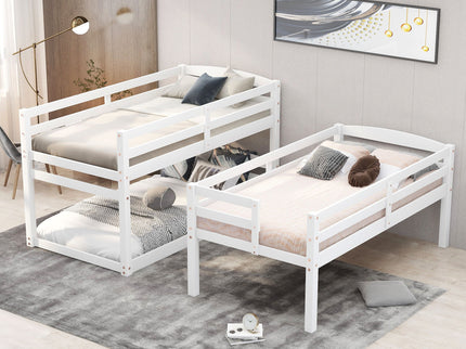 Twin Size Triple Bunk Bed With Storage Staircase, Separate Design - White