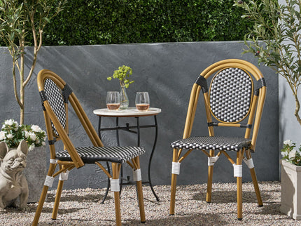 Outdoor Rattan And Aluminum French Bistro Chair Set