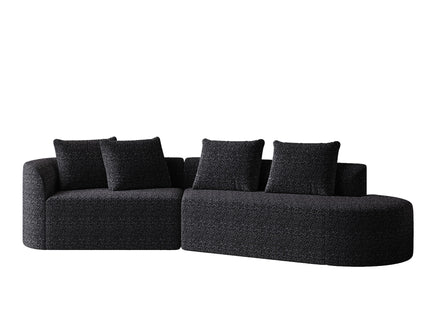 Upholstered Oversized Sectional Sofa, 4 Seater Extra Deep & Wide Curved Cloud Couch With 4 Throw Pillows For Living Room - Black