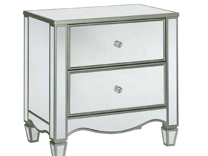 Nightstand With Mirror Panels - Silver