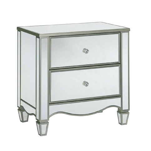 Nightstand With Mirror Panels - Silver