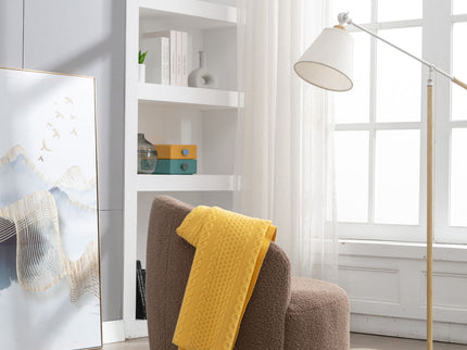 Teddy Fabric Swivel Accent Armchair Barrel Chair With Powder Coating Metal Ring