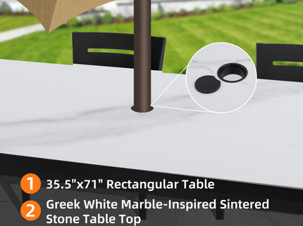 Outdoor Modern Patio Dining Table, Post Tapered Legs, Weatherproof & Rust Free