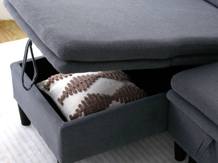 L-Shaped Reversible Chaise Sectional Sofa With Storage