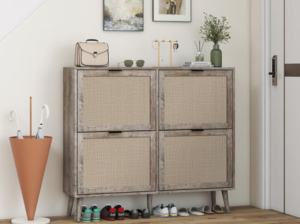 4 Door Shoe Rack, Freestanding Modern Shoe Storage Cabinet