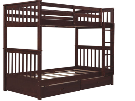 Bunk Bed With Ladders And 2 Storage Drawers