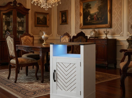 Farmhouse Nightstand With Charging Station & Storage