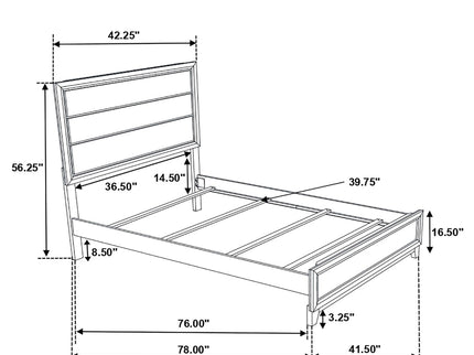 Twin Panel Bed With Tapered Legs - Gray