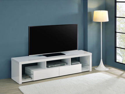 Lance - 2 Drawer TV Stand With Shelves - Gloss White