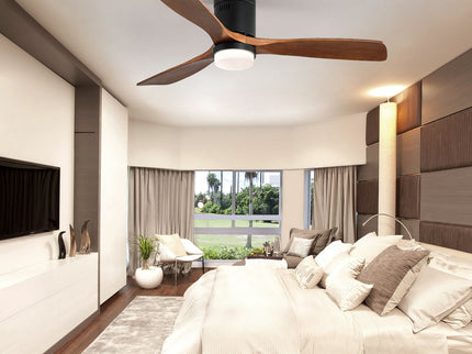 Indoor Ceiling Fan With Lights, Reversible DC Motor, Remote Control - Black