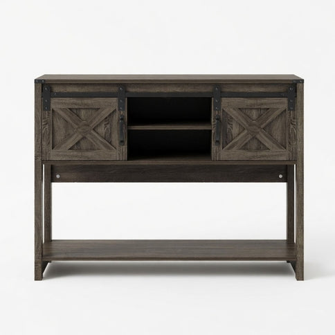 Farmhouse Entryway Table With Sliding Barn Door