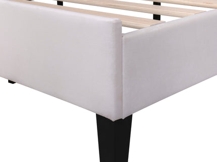 Upholstered Platform Bed With Flower Pattern Headboard