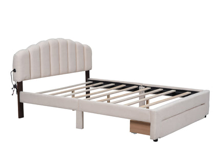 Upholstered Platform Bed With Drawer