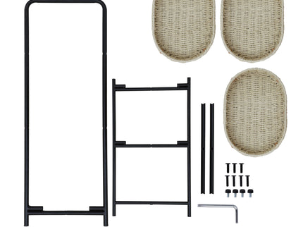 Modern 3 Tier Handwoven Side Table With Oval Organizer