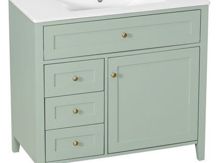 Bathroom Vanity With Sink, 3 Drawers & Cabinet With Adjustable Shelves