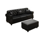 Black / 4 Pc. 3 Seater Sofa, 2 Seater Sofa, Chair, Ottoman