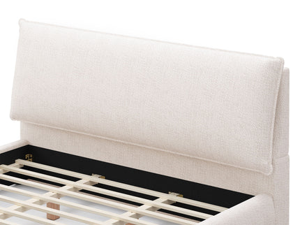 Upholstered Platform Bed Frame With Oversized Plush Pillow Headboard