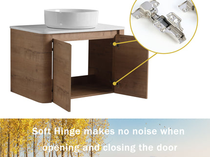 Wall Mounted Bathroom Vanity With Art Sink, 1 Storage Shelf, Soft Close Door