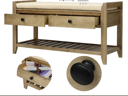 Shoe Rack With Cushioned Seat And Drawers Multipurpose Entryway Storage Bench Wash - Gray Wash