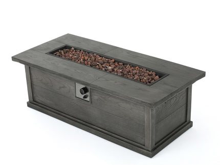 Transitional Rectangular Outdoor Propane Fire Pit With 50, 000 Btu