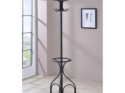 12 Hook Coat Rack With Umbrella Holder - Black