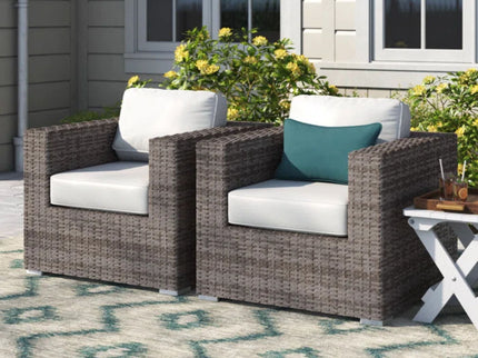 Grade - Club Patio Chair With Sunbrella Cushions (Set of 2) - Gray Mix / White