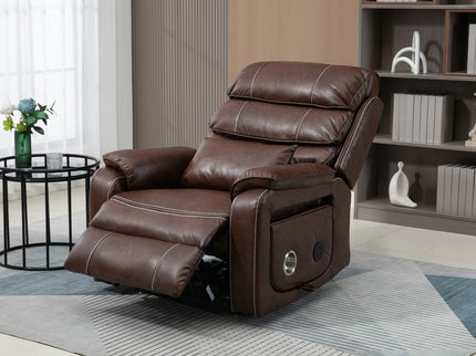 180 Degree Recliner Chair With Wireless Charging, Lumbar Support, And Dual Motor Lift - Brown