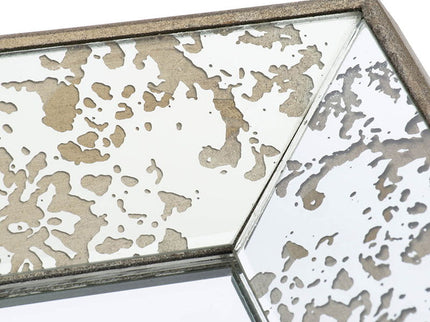 Antique Rectangle Mirror With Floral Accents, Mirrored Display Tray, Hanging Wall Mirror