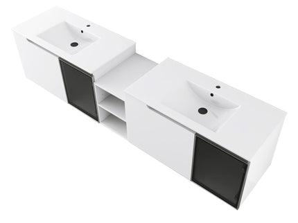 Wall Mounted Bathroom Vanity With Sink, Soft Close Doors, Cabinet & Half Door
