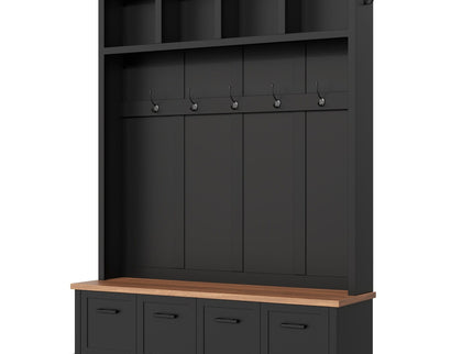 Hall Tree With Storage Bench Mudroom Coat Rack With 6 Hooks