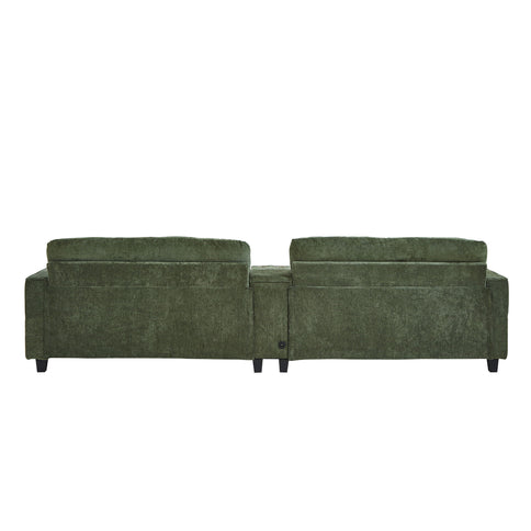 Modern Sectional Sofa U-Shaped With Movable Ottomans, tooth Speakers, LED Lights And Modular Storage