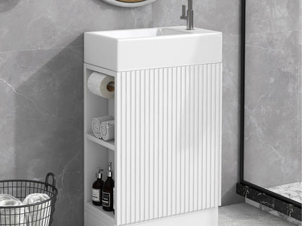 Modern Bathroom Vanity With Sink And 2 Tier Shelf
