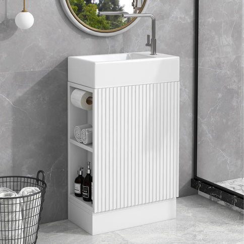 Modern Bathroom Vanity With Sink And 2 Tier Shelf