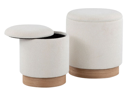 Marla - Contemporary, Nesting Ottoman Set - Natural / Cream