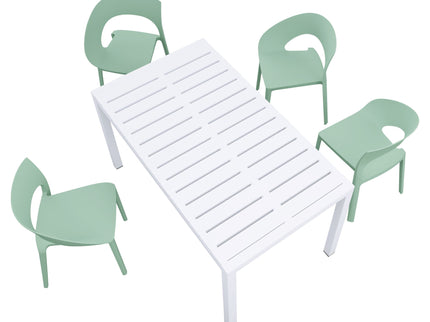 4 Piece Set Of Modern Designed Single Chairs With Long Table