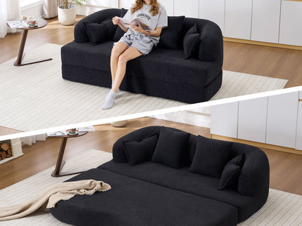 Foldable Sofa Bed, Boneless Couch Convertible Sleeper With 4 Pillows