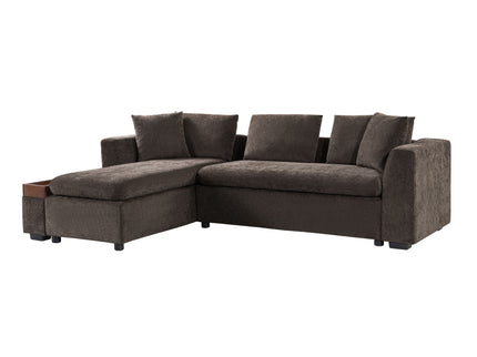 Modern L Shaped Sectional Sofa With Upholstery And Wooden Storage
