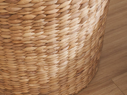 Round Tall Water Hyacinth Woven Wicker Laundry Hamper With Lid - For Clothes, Toys And Book Storage With Removable Liner - 15" X 15" X 20" - Natural Brown