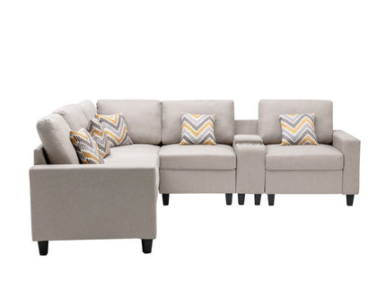 Nolan - Fabric 6 Piece Sectional Sofa With Pillows And Interchangeable Legs