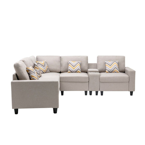 Nolan - Fabric 6 Piece Sectional Sofa With Pillows And Interchangeable Legs