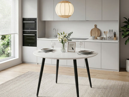 Pull Out Dining Table, Round Design - White