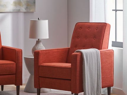 Mid-Century Modern Recliner With Button Tufted Waffle Stitch