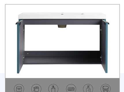 Contemporary Wall Mounted Bathroom Vanity With Resin Double Sink