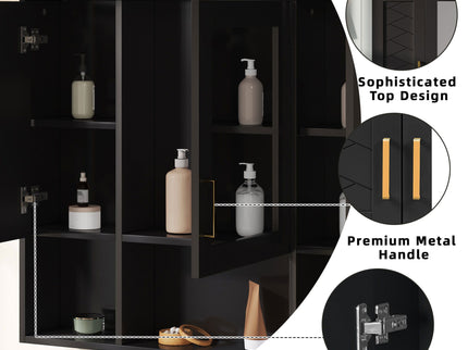 Modern Wall Mounted Medicine Cabinet With Adjustable Shelves, Soft Close Doors, High Define Mirror