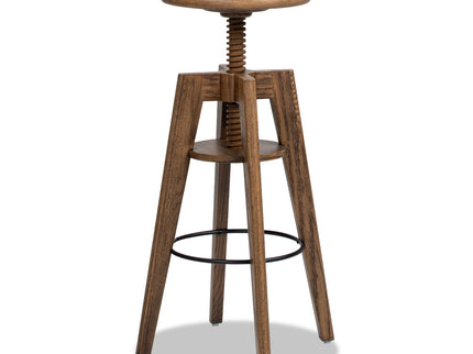 Spencer - Minimalist Oak Adjustable Bar Counter Stool - Walnut Brown Oak